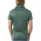 Green Striped Cotton Polo with Chest Embroidery