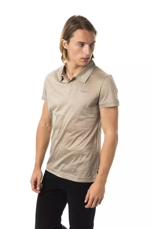 Elegant Striped Embroidered Polo Shirt