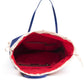 Chic Blue Fabric Shopper Tote with Patent Accents