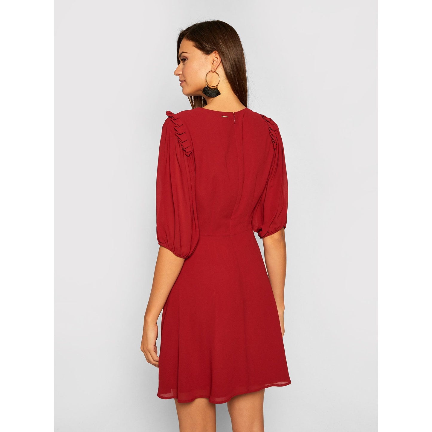 Radiant Red Tulle Knee-Length Evening Dress