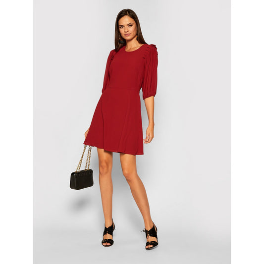 Radiant Red Tulle Knee-Length Evening Dress