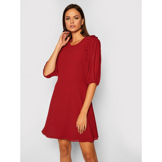 Radiant Red Tulle Knee-Length Evening Dress