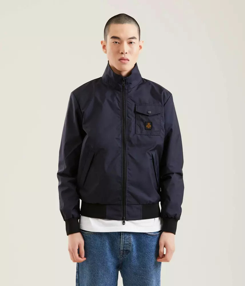 Sleek Nylon Men's Zip Jacket – Side & Breast Pockets
