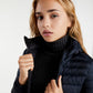 Elegant Satin-Feel Down Jacket in Dark Blue