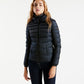 Elegant Satin-Feel Down Jacket in Dark Blue