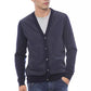Elegant Blue Wool Blend Cardigan