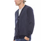 Elegant Blue Wool Blend Cardigan