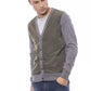 Elegant Gray Wool Blend Cardigan