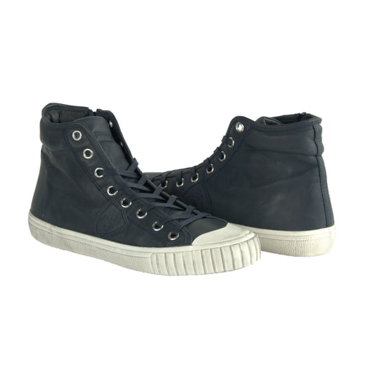 Elevate Your Style: Sleek Blue Leather Sneakers