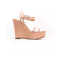 Elevated Beige Platform Sandals with Transparent Band