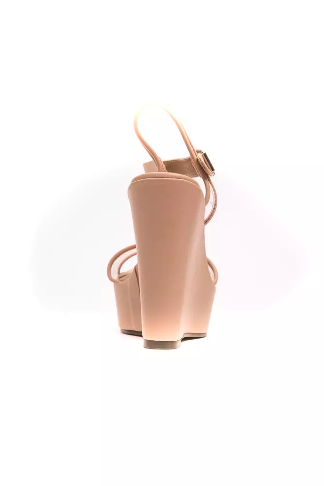 Elevated Beige Platform Sandals with Transparent Band