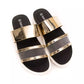 Elegant Gold Strappy Low Heel Sandals