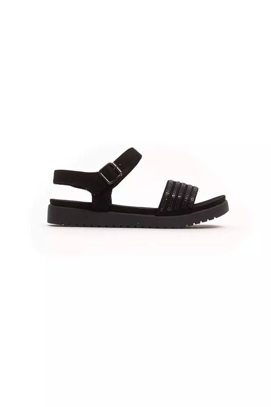 Elegant Ankle Strap Low Sandal with Rhinestones