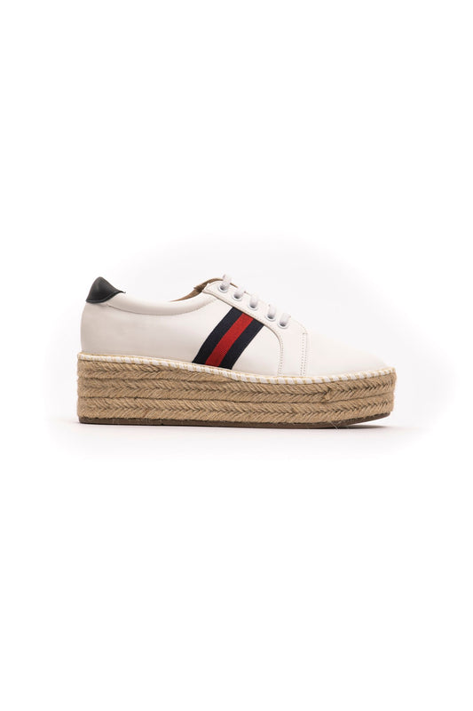 Chic Platform White Sneakers with Lace-Up Detail