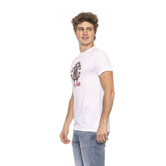 Elegant White Cotton Tee with Logo Print