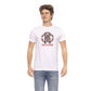 Elegant White Cotton Tee with Logo Print