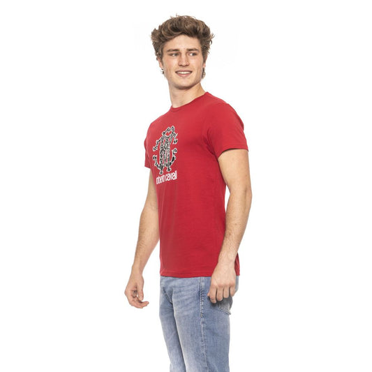 Elegant Red Cotton Tee with Signature Logo
