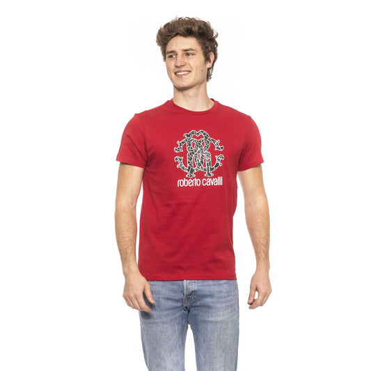 Elegant Red Cotton Tee with Signature Logo