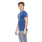 Chic Blue Cotton Tee with Signature Print