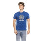 Chic Blue Cotton Tee with Signature Print