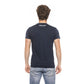 Sleek Blue Cotton Tee with Front Logo