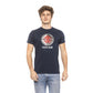 Sleek Blue Cotton Tee with Front Logo