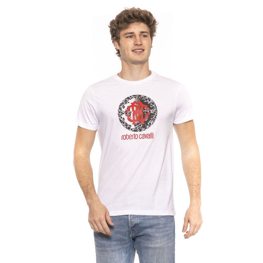 Elegant White Cotton T-Shirt with Logo Print