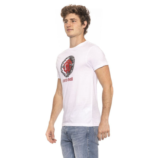 Elegant White Cotton T-Shirt with Logo Print