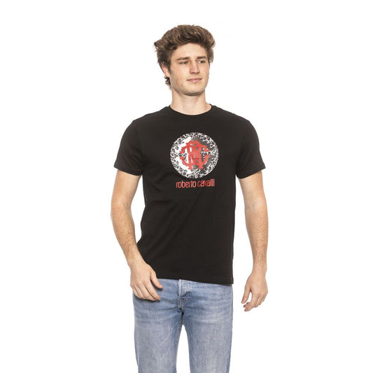 Sleek Black Cotton T-Shirt with Front Logo