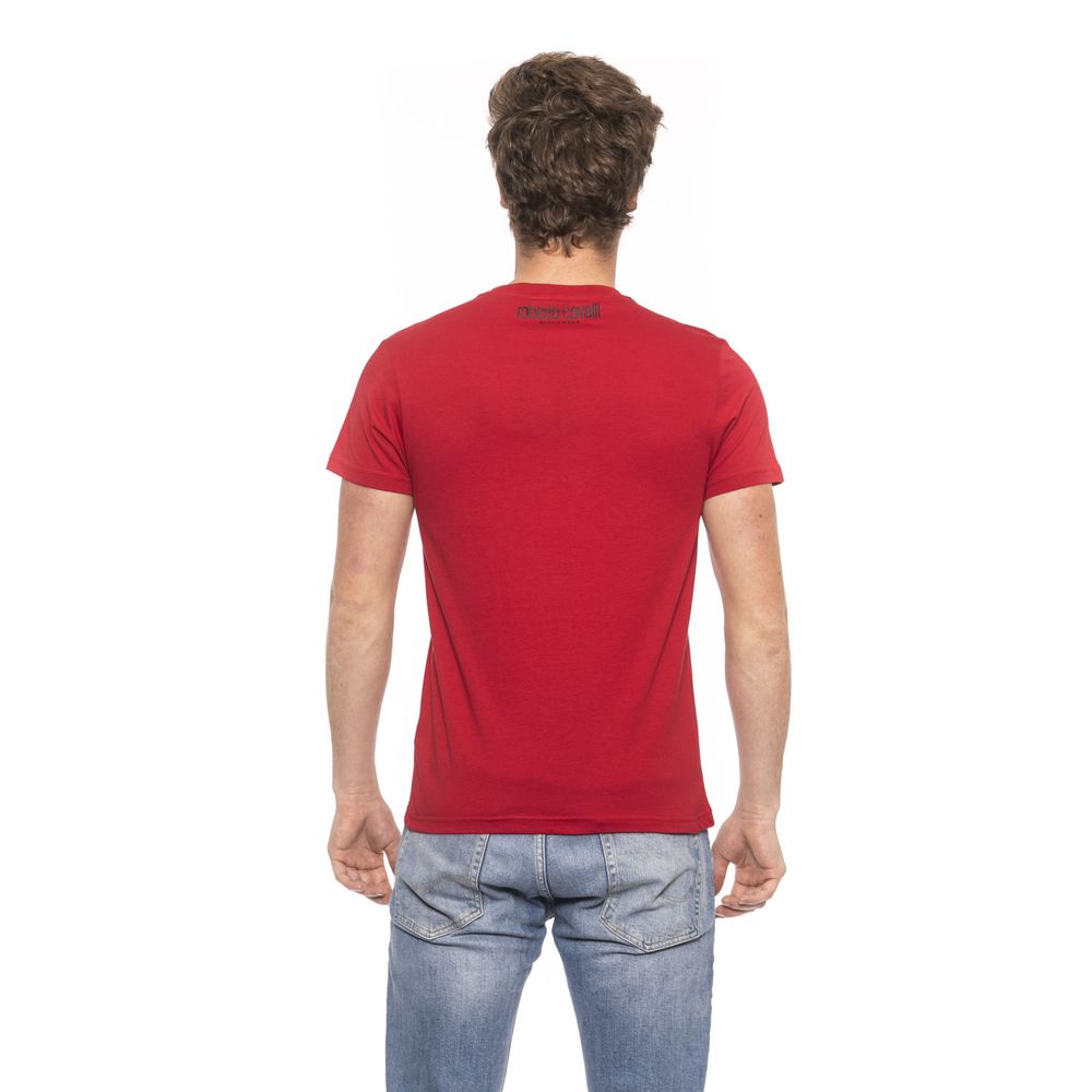Chic Red Cotton Tee with Front Logo