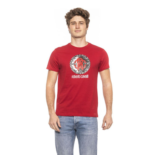 Chic Red Cotton Tee with Front Logo