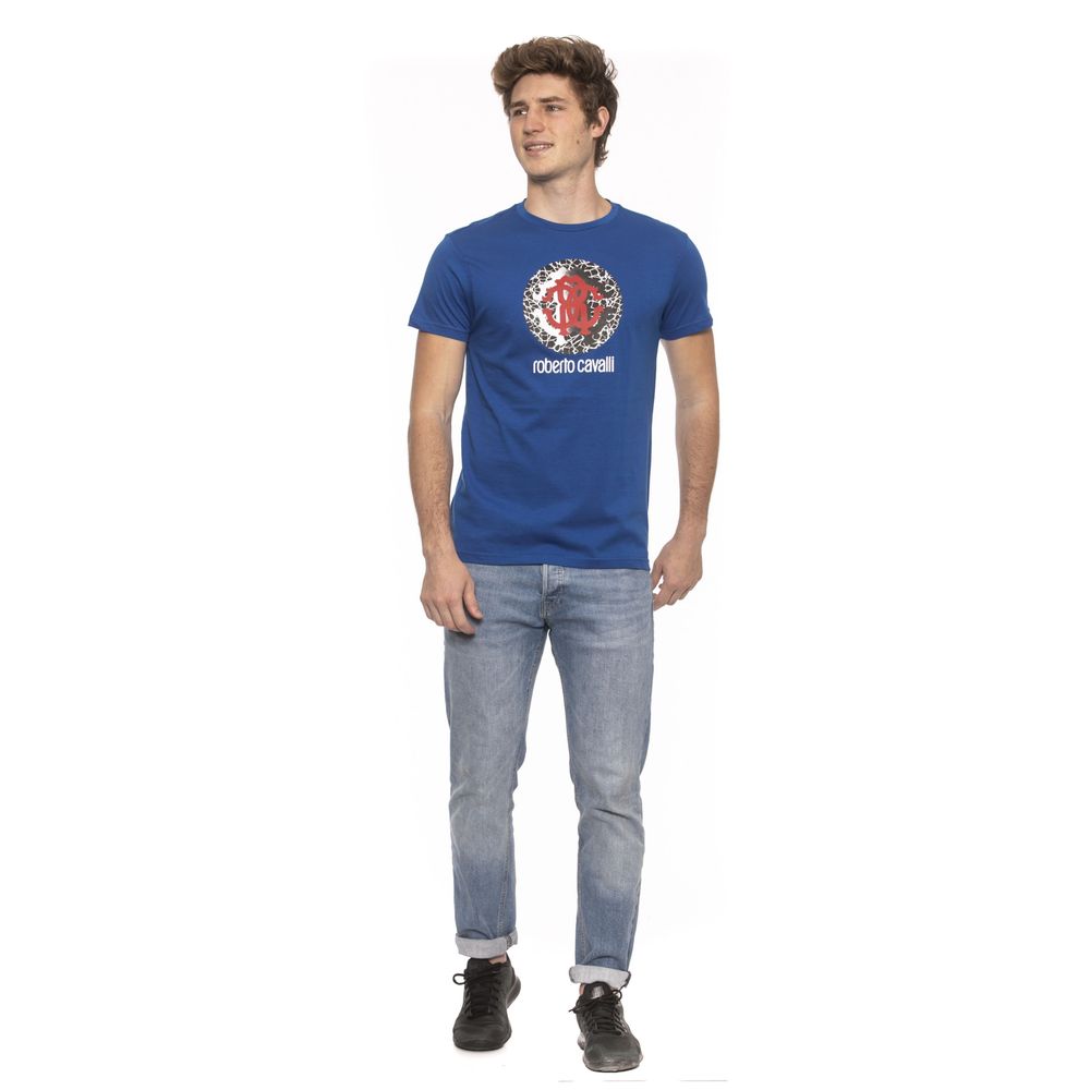 Chic Blue Logo Tee with Short Sleeves
