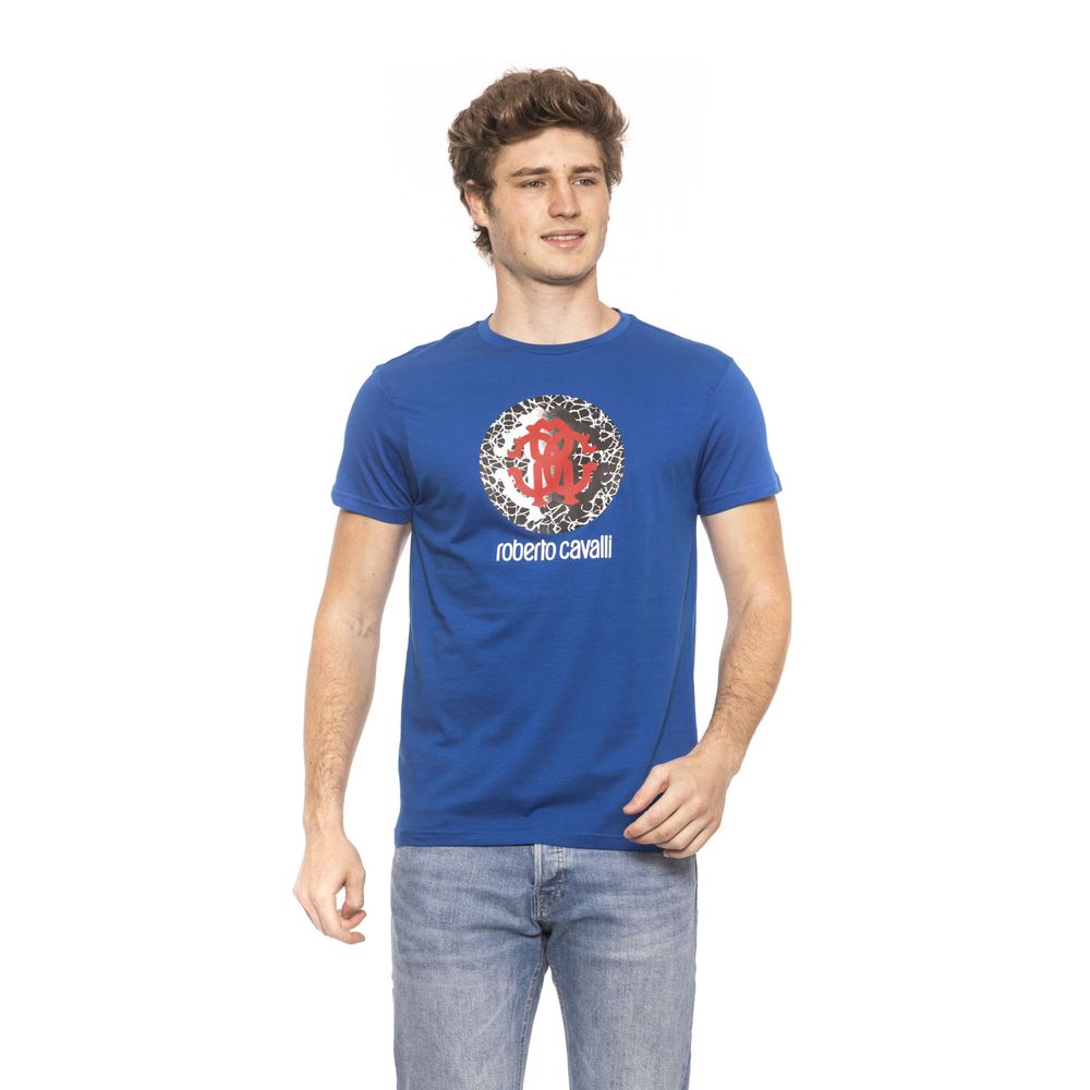 Chic Blue Logo Tee with Short Sleeves