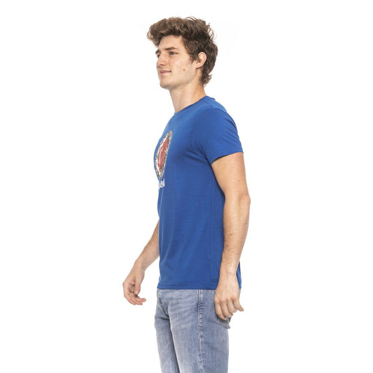 Chic Blue Logo Tee with Short Sleeves