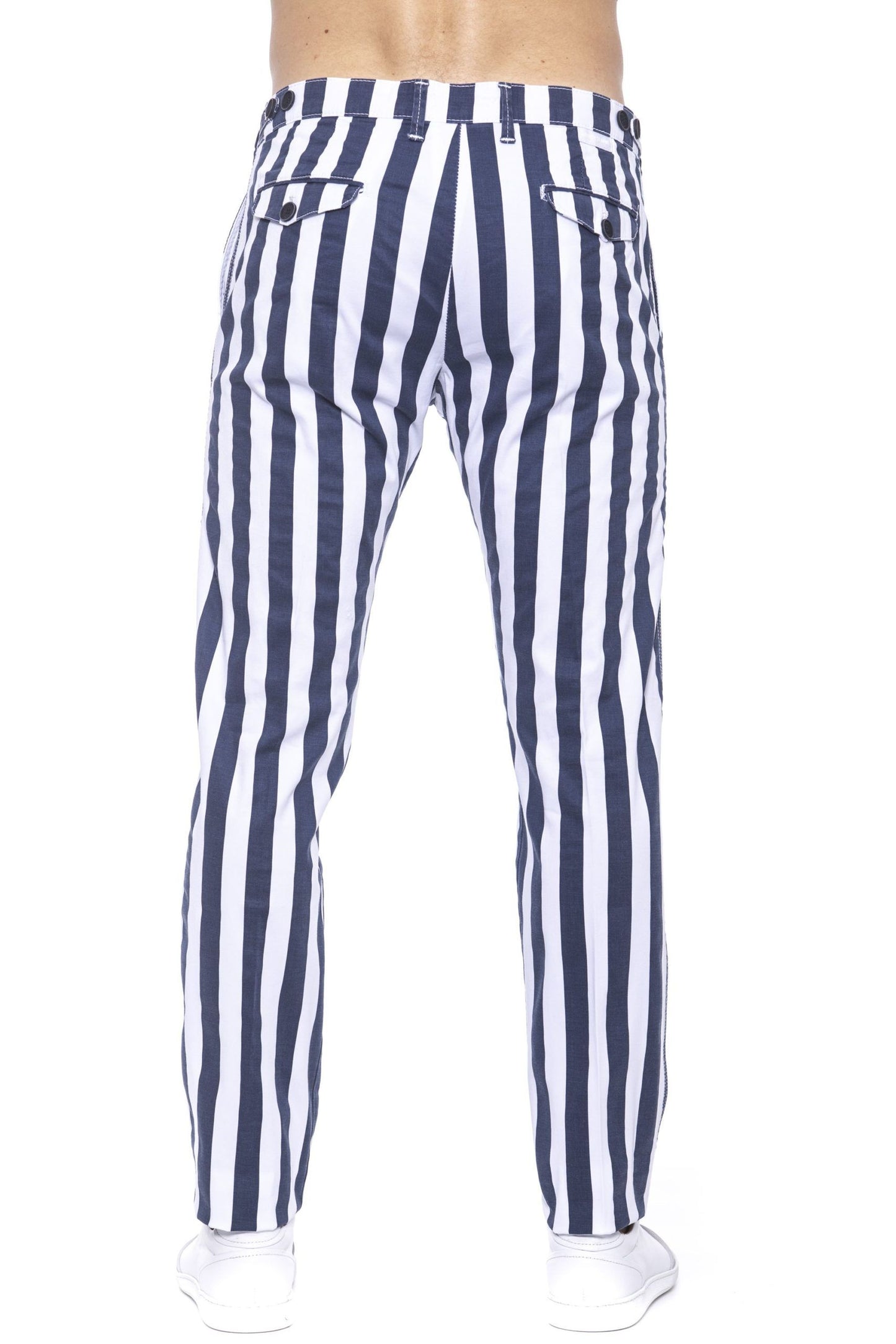 Elegant White Striped Cotton Trousers