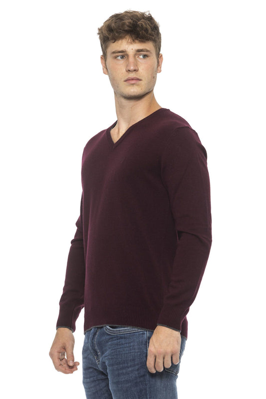 Burgundy V-Neck Luxury Sweater