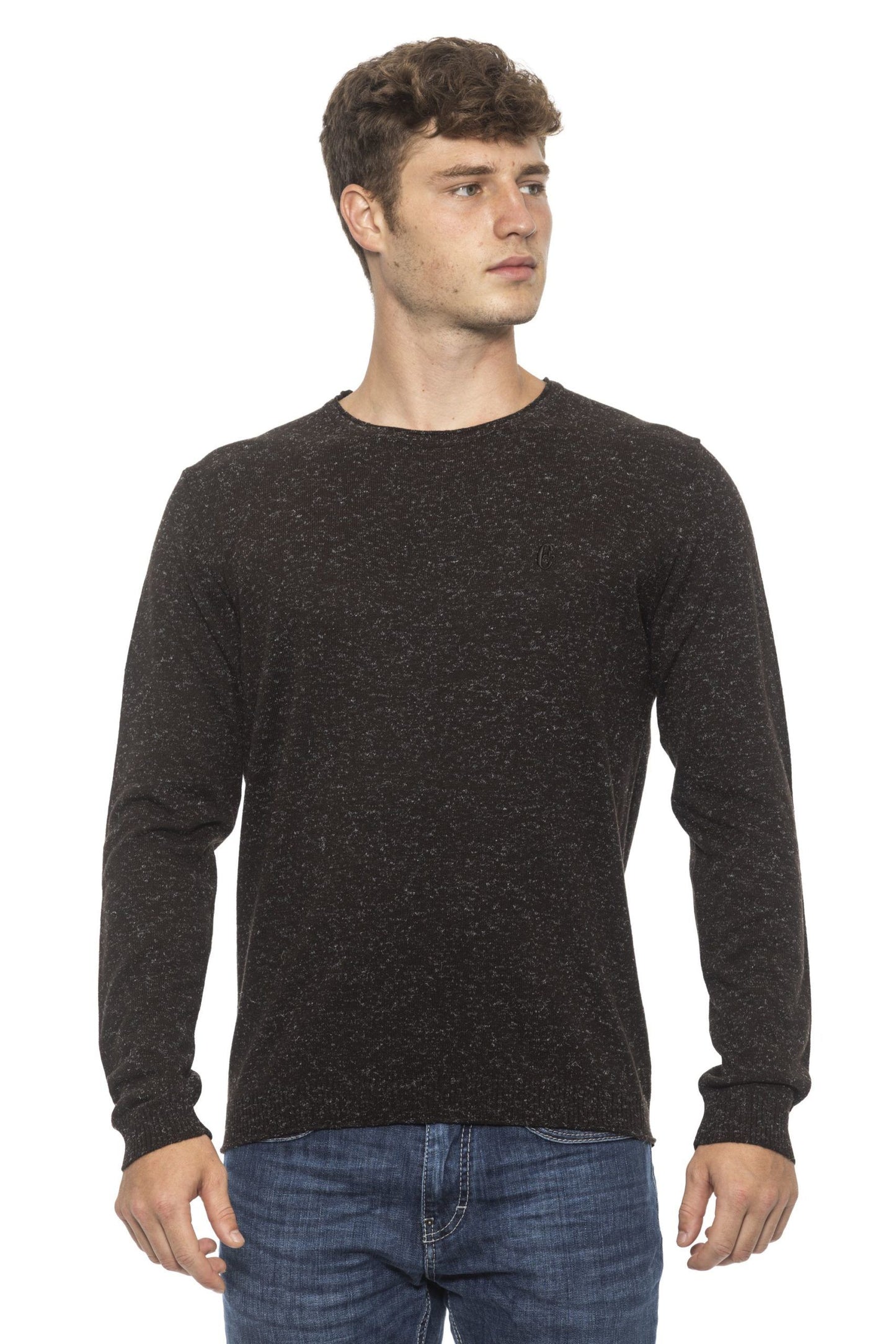 Elegant Melange Crew Neck Men's Sweater