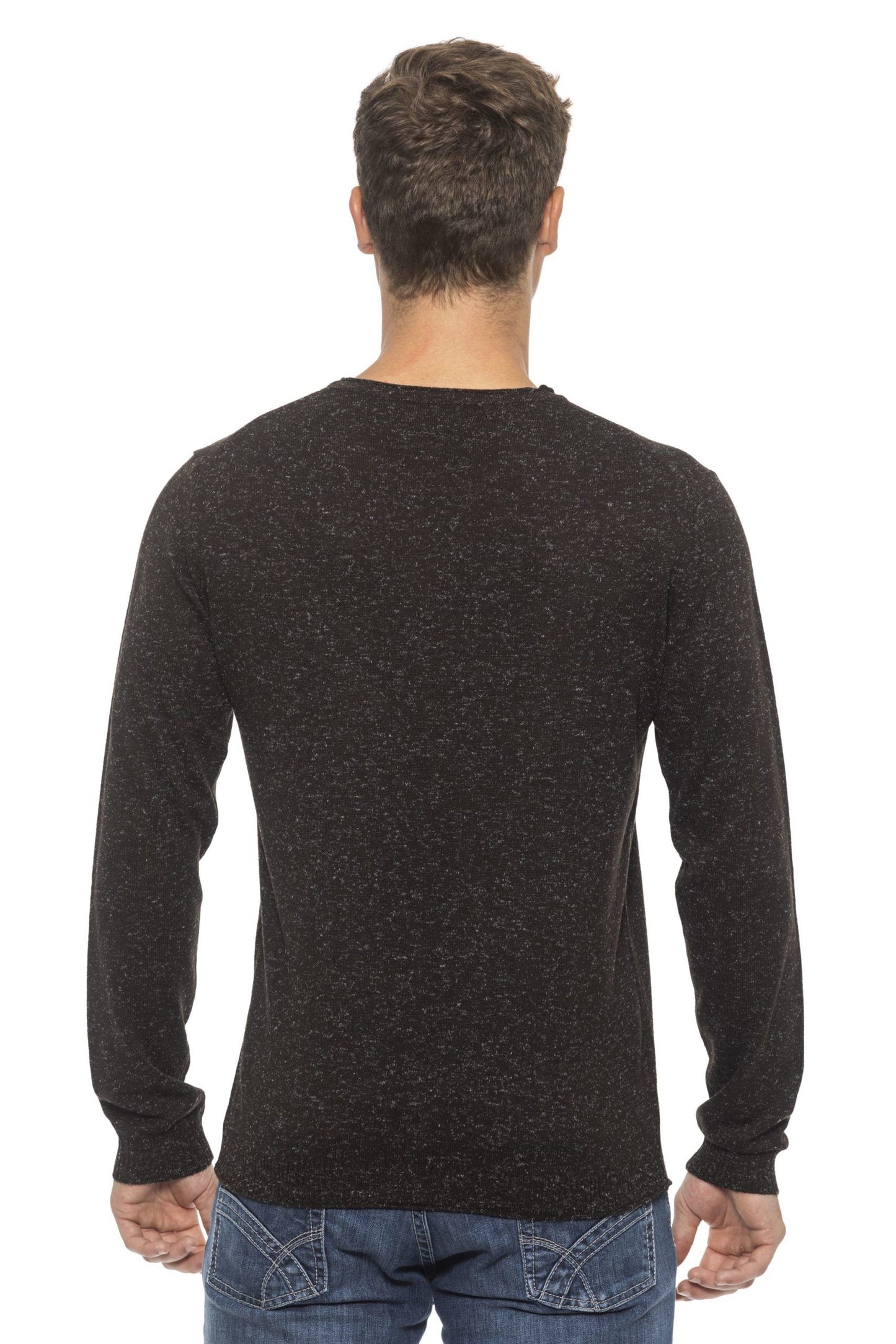 Elegant Melange Crew Neck Men's Sweater