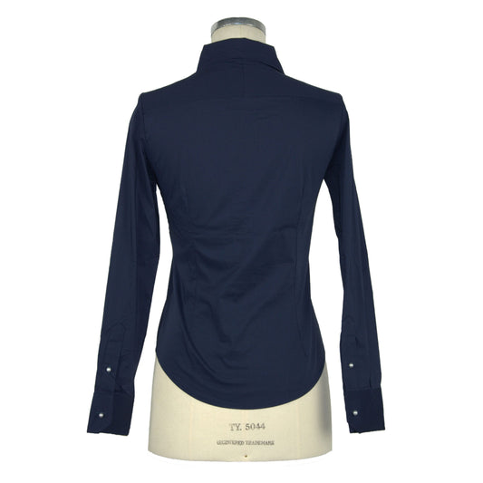 Elegant White Stretch Cotton Long Blouse for Women