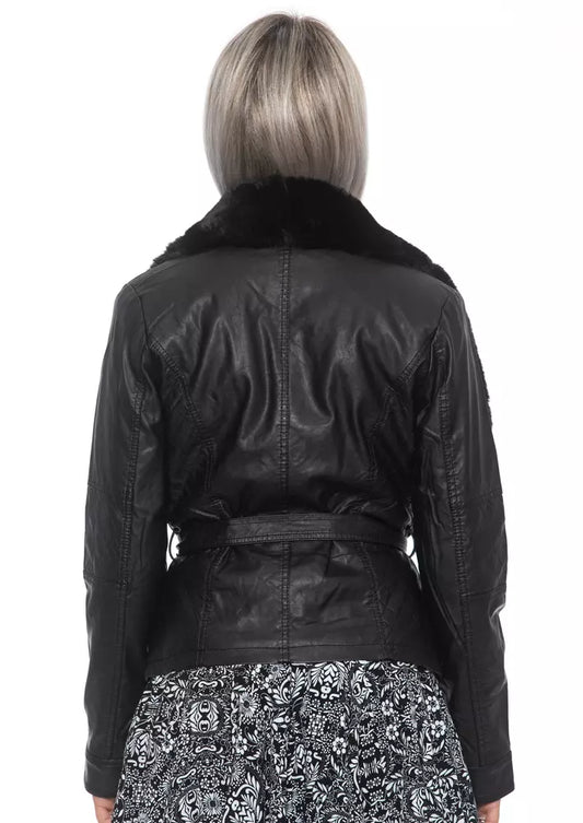 Chic Belted Down Jacket with Faux Fur Lining