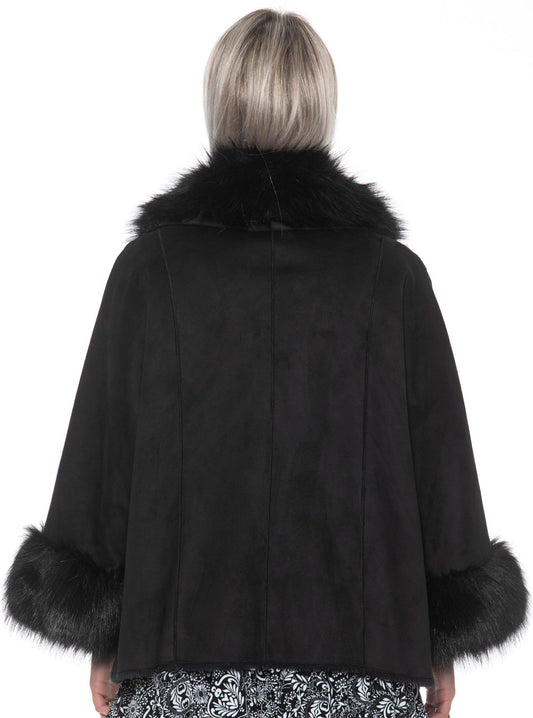 Elegant Faux Fur Kimono Jacket