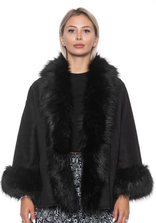Elegant Faux Fur Kimono Jacket