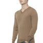 Elegant Beige V-Neck Cashmere Sweater for Men