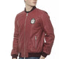 Elegant Burgundy Men's Leather Bomber