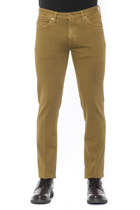 Chic Beige Cotton Stretch Pants