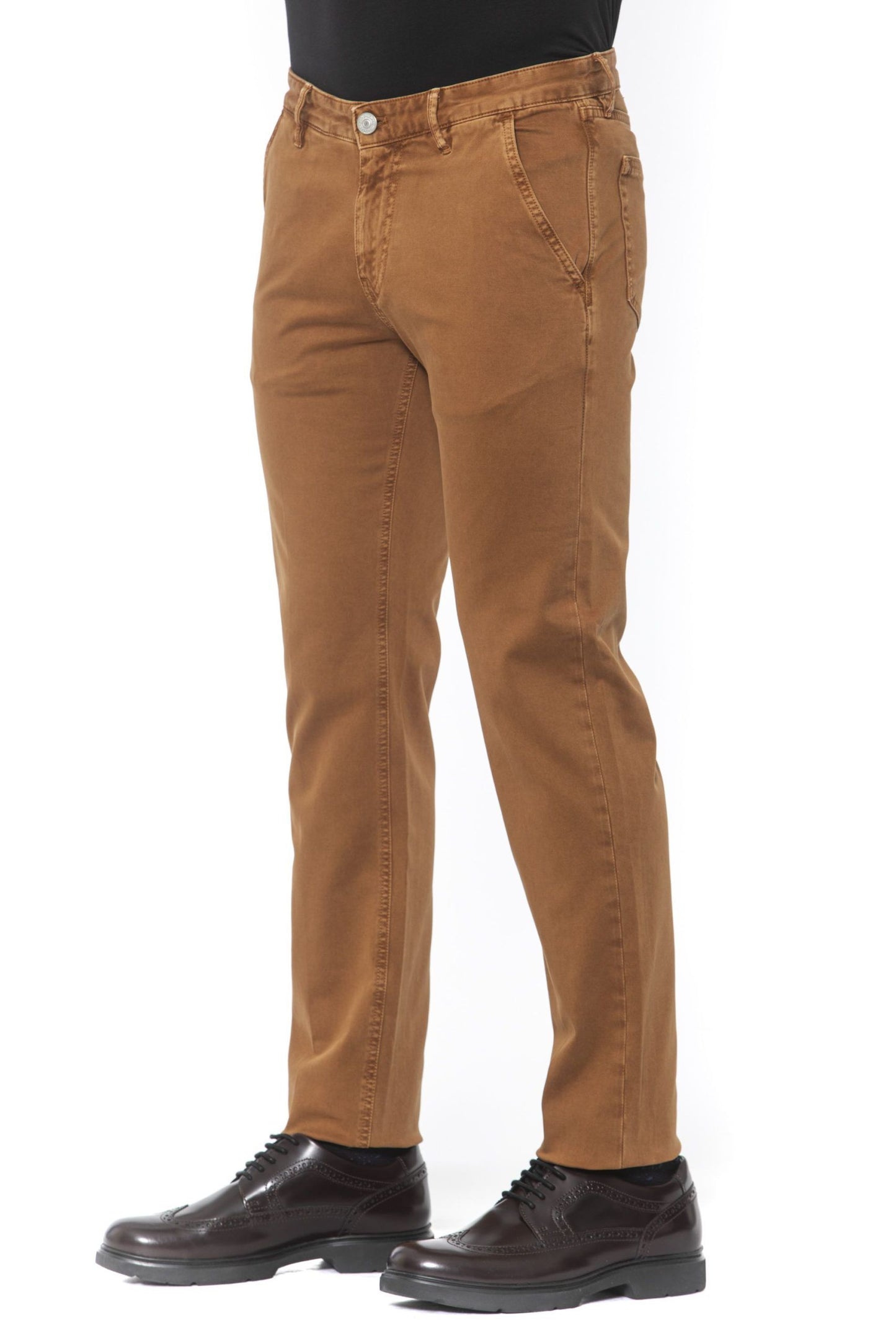Copper-Tone Cotton Blend Chinos for Men