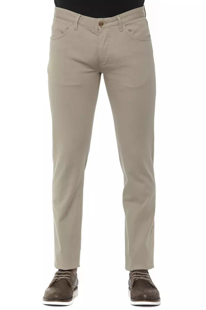 Beige Super Slim 5-Pocket Men's Trousers