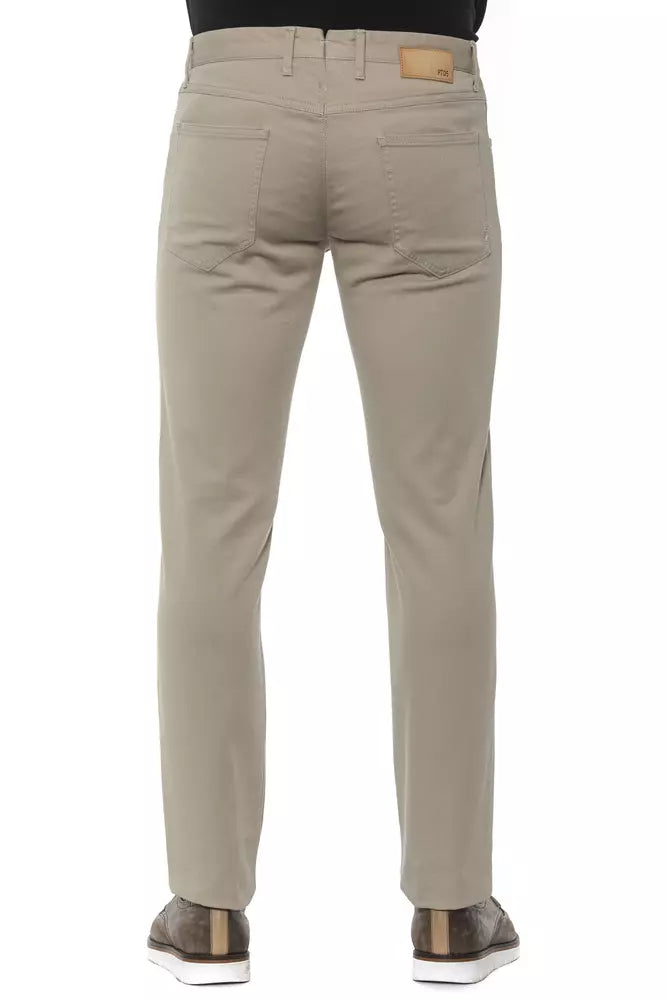 Beige Super Slim 5-Pocket Men's Trousers