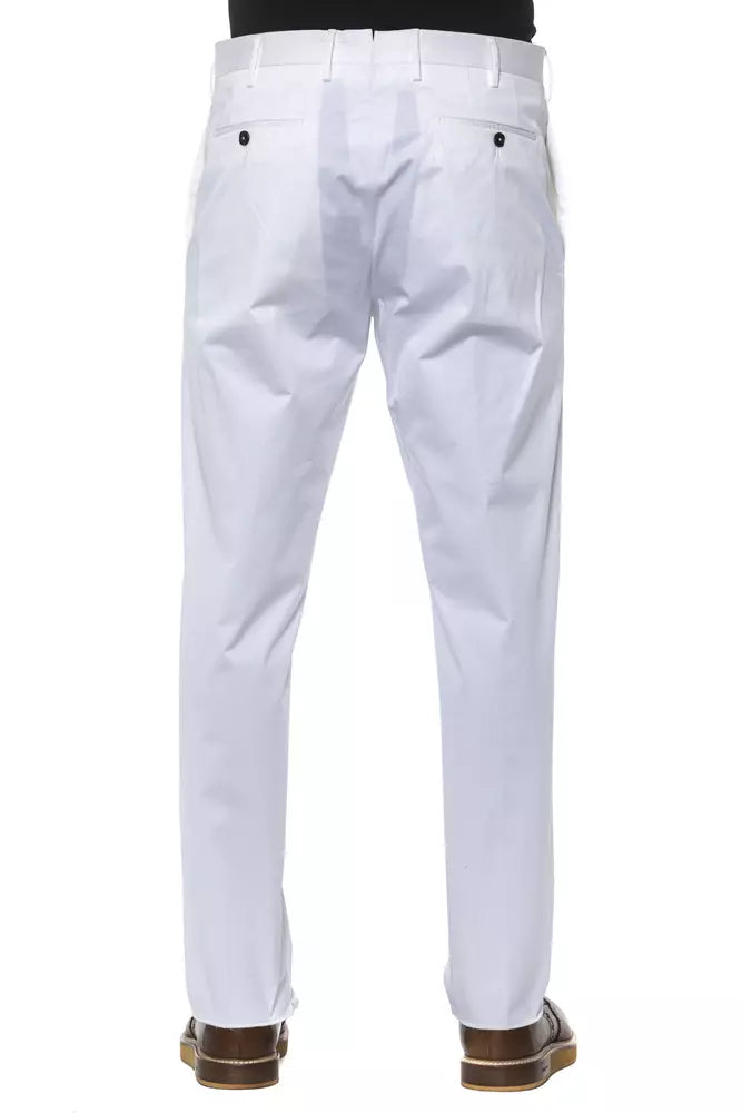 Chic White Cotton Blend Trousers for Men