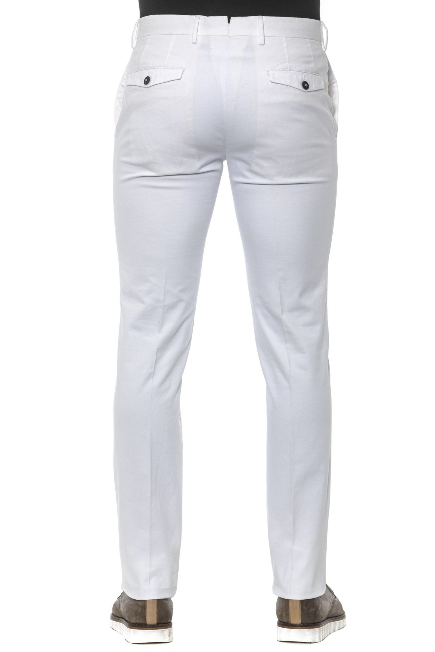 Elegant White Cotton Stretch Trousers